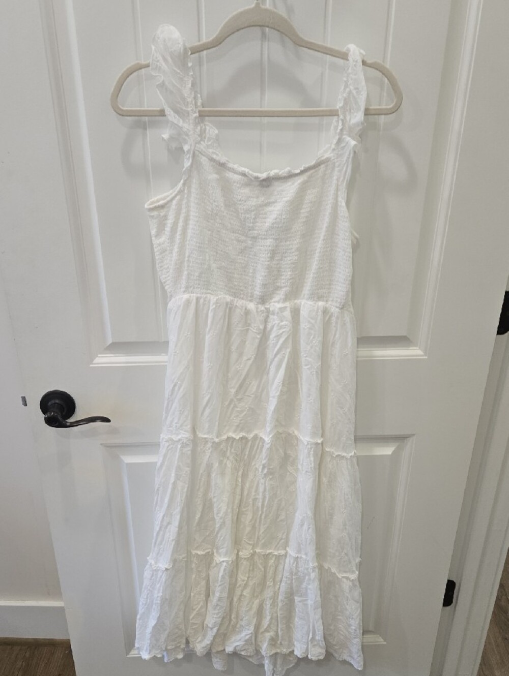 White Ruffle-Tiered Dress - Picture 4 of 4